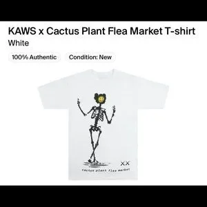 KAWS × Cactus Plant Flea Market T-shirt ○関税・送料無料○ KAWS x Cactus Plant Flea Market T-shirt White Men's - FW21 - US